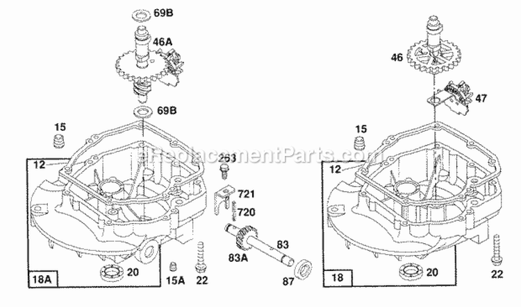 Sump Base Assemblies Diagram and Parts List for 126802-0421-01  Briggs and Stratton Engine